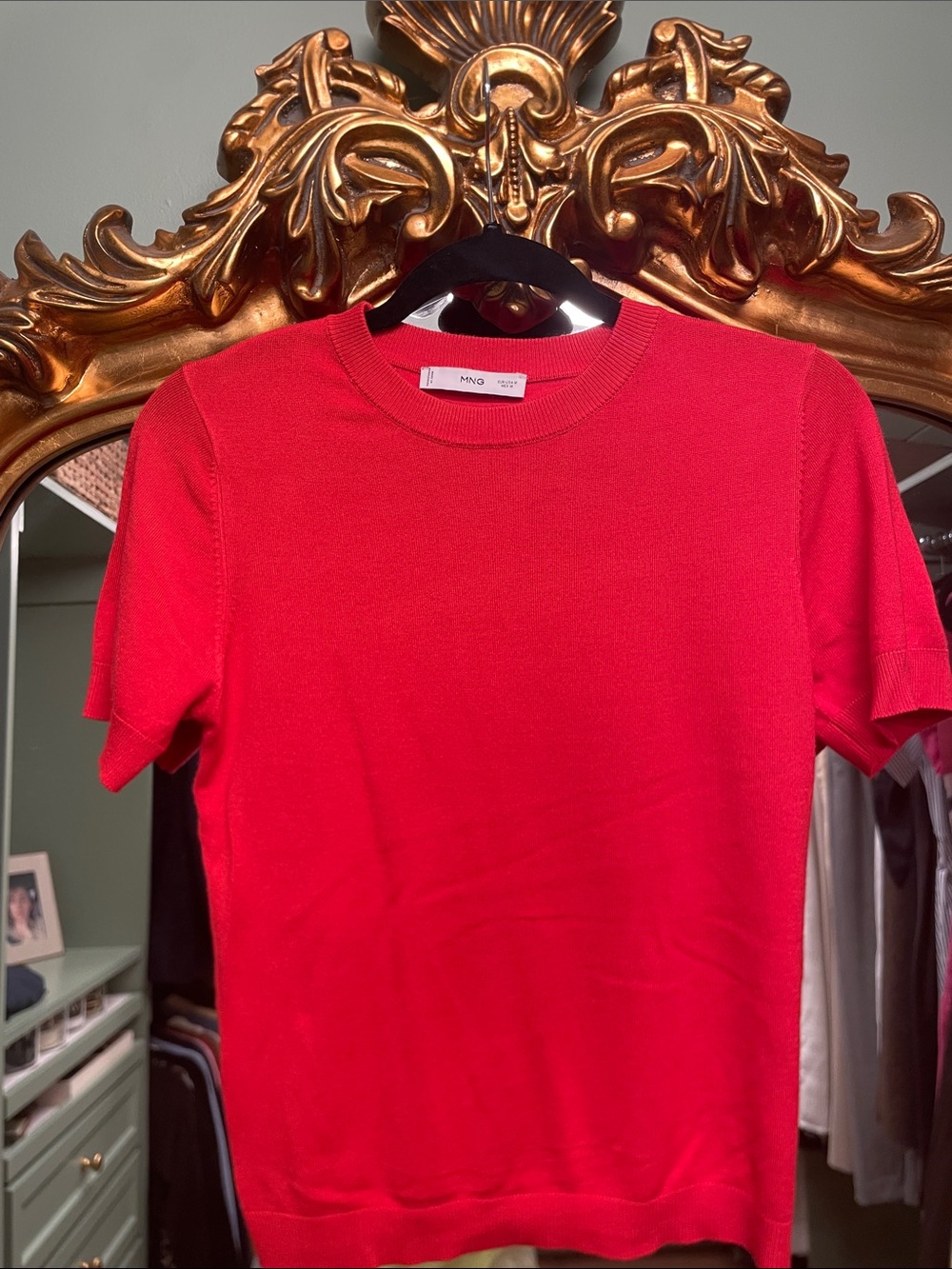 Mango Bright Red Short Sleeve Knit Tee